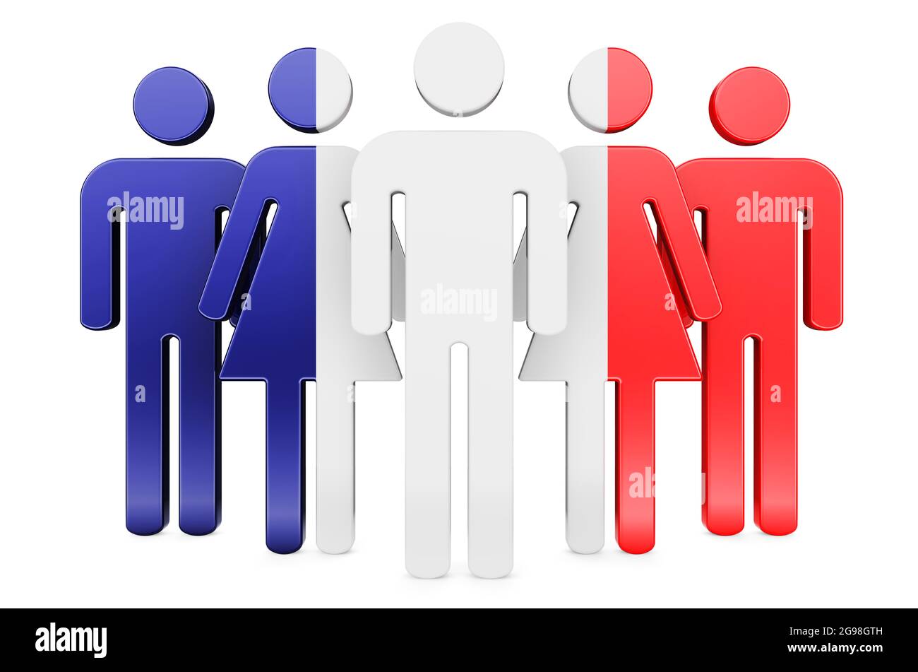 Stick figures with French flag. Social community and citizens of France ...