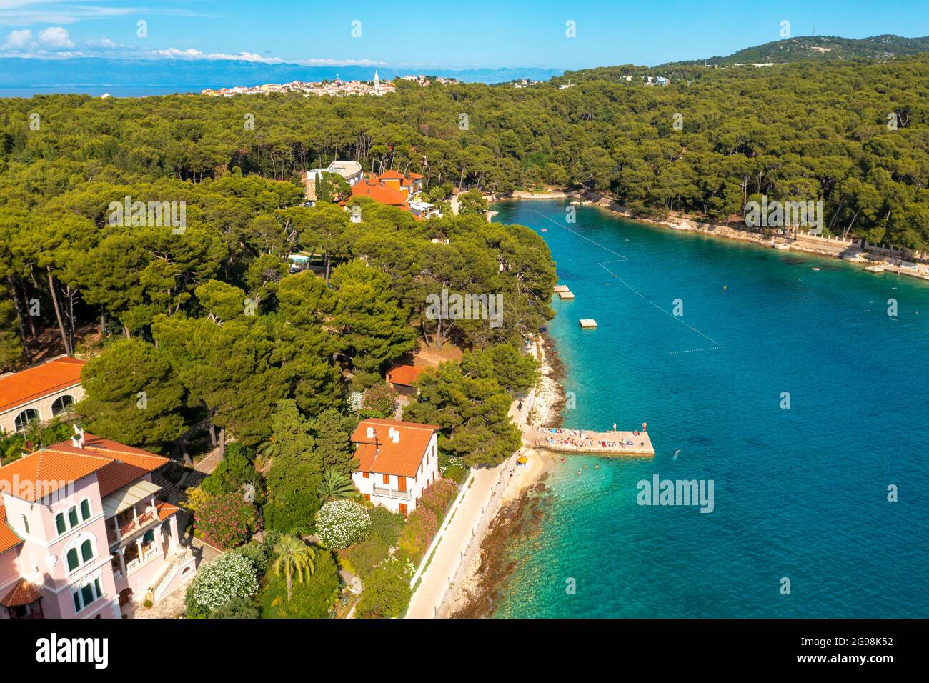 Aerial view of Čikat Bay near Mali Losinj town on Losinj island, the ...