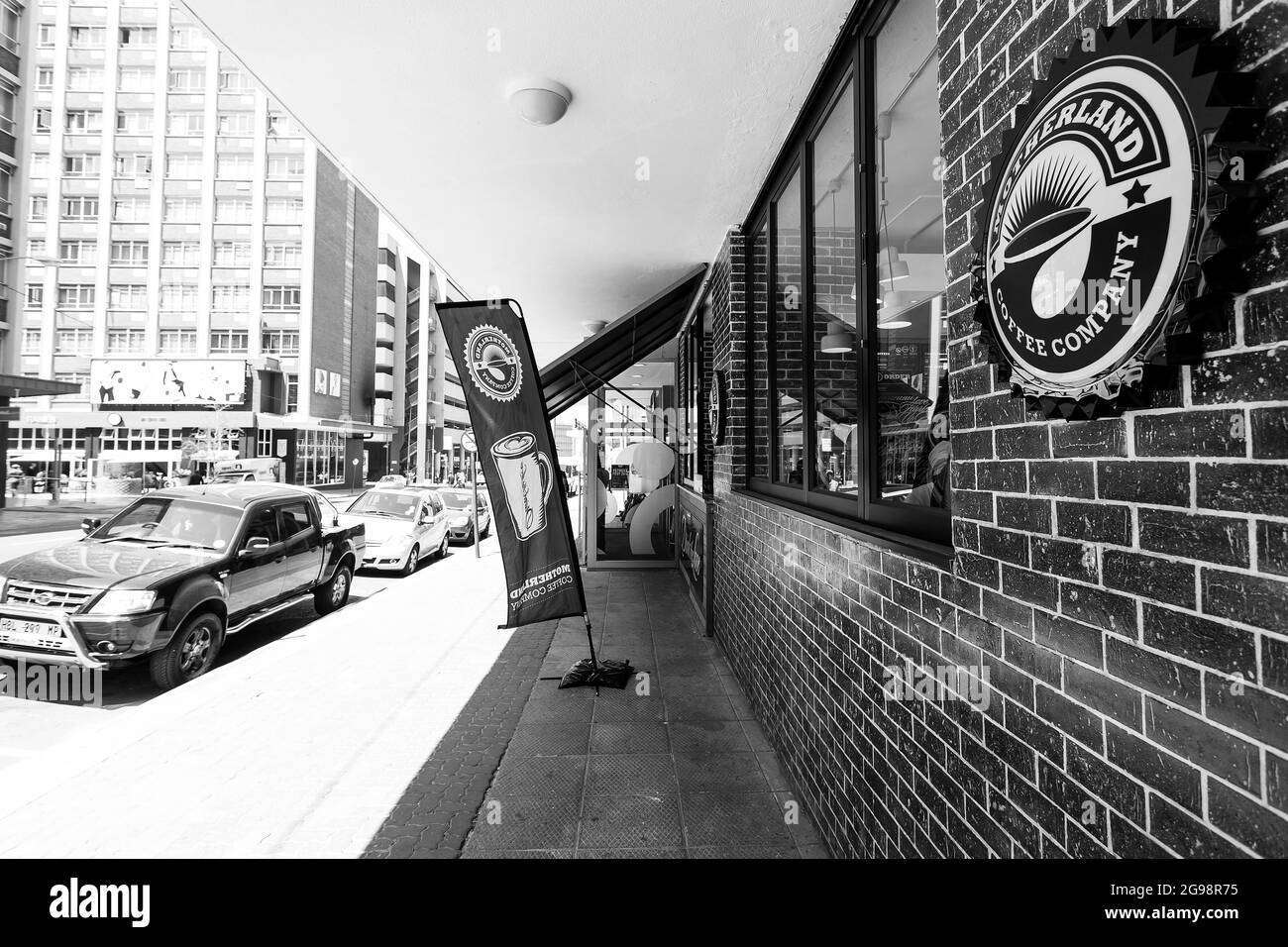 JOHANNESBURG, SOUTH AFRICA - Jan 06, 2021: The exterior walls of a retro coffee shop Stock Photo