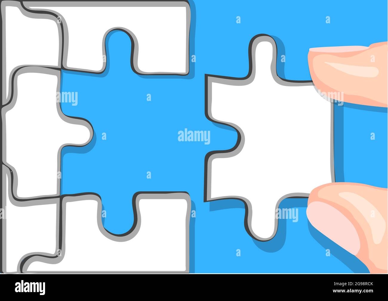 puzzle and hand. puzzle abstract illustration Stock Vector