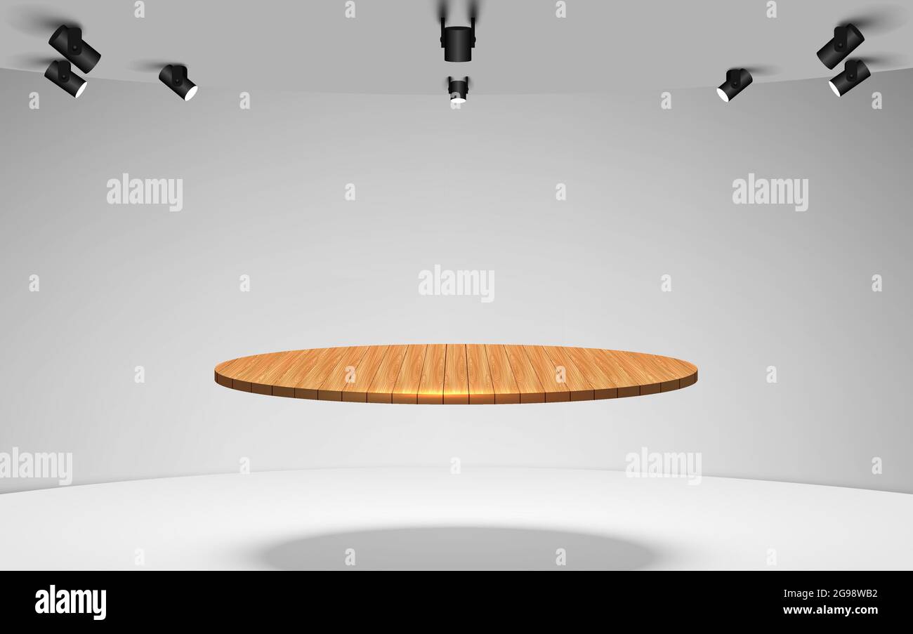 wooden podium in the white studio room Stock Vector Image & Art - Alamy