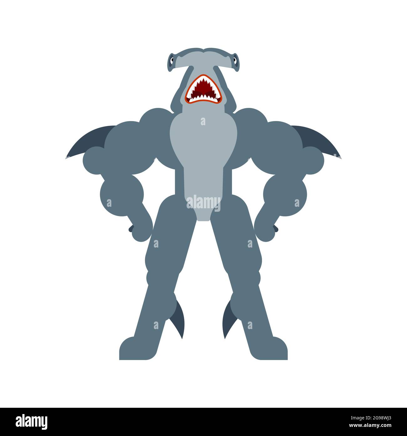 Strong Hammerhead shark. Fish hammer Strongman. Powerful marine