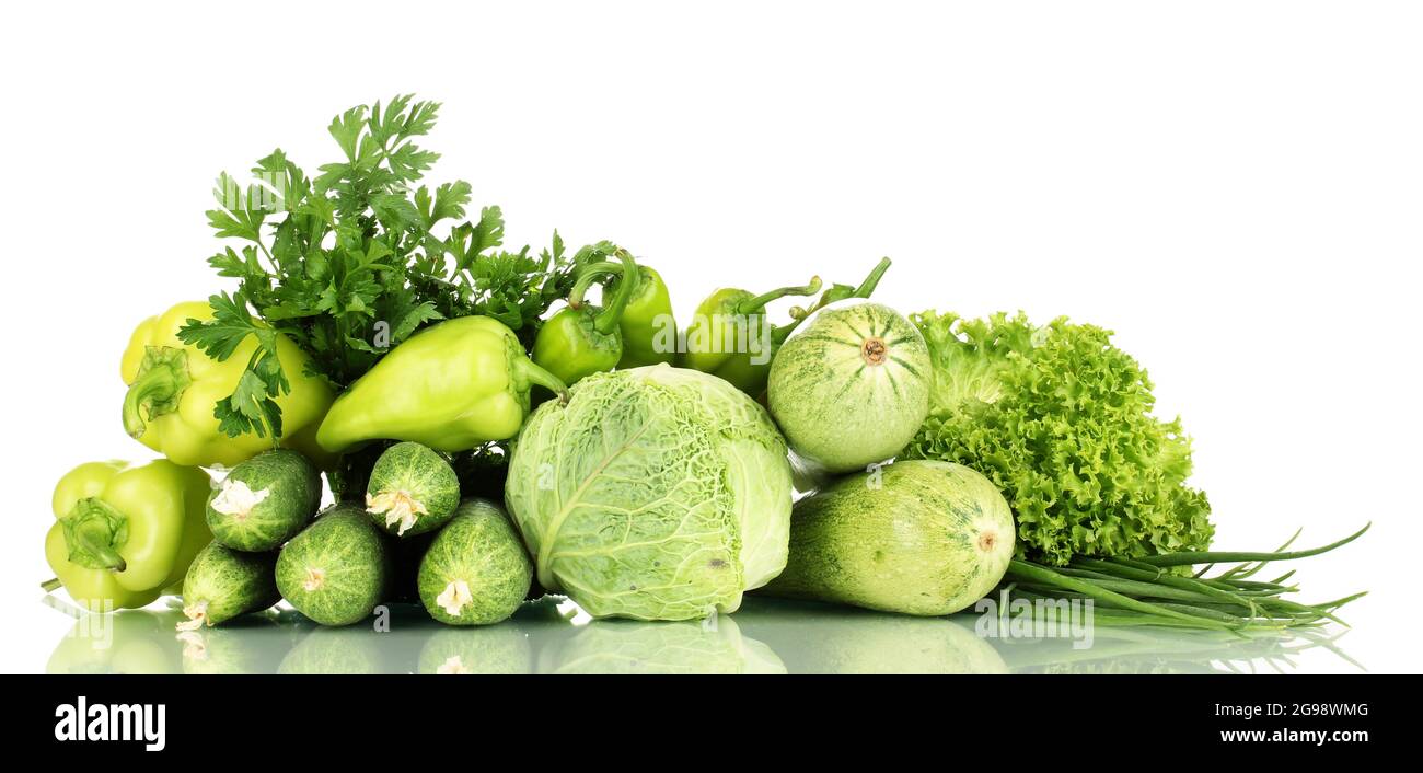 fresh green vegetables isolated on white Stock Photo - Alamy