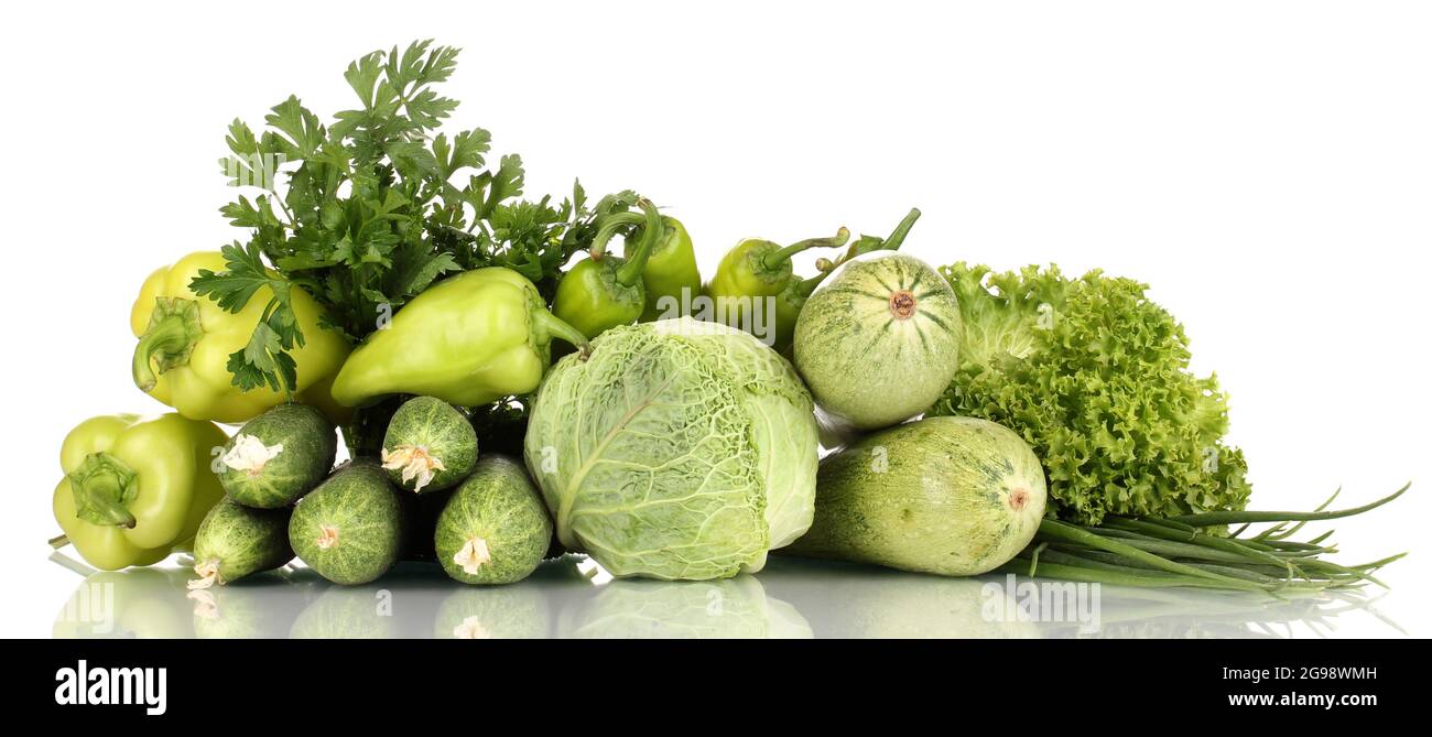 fresh green vegetables isolated on white Stock Photo - Alamy