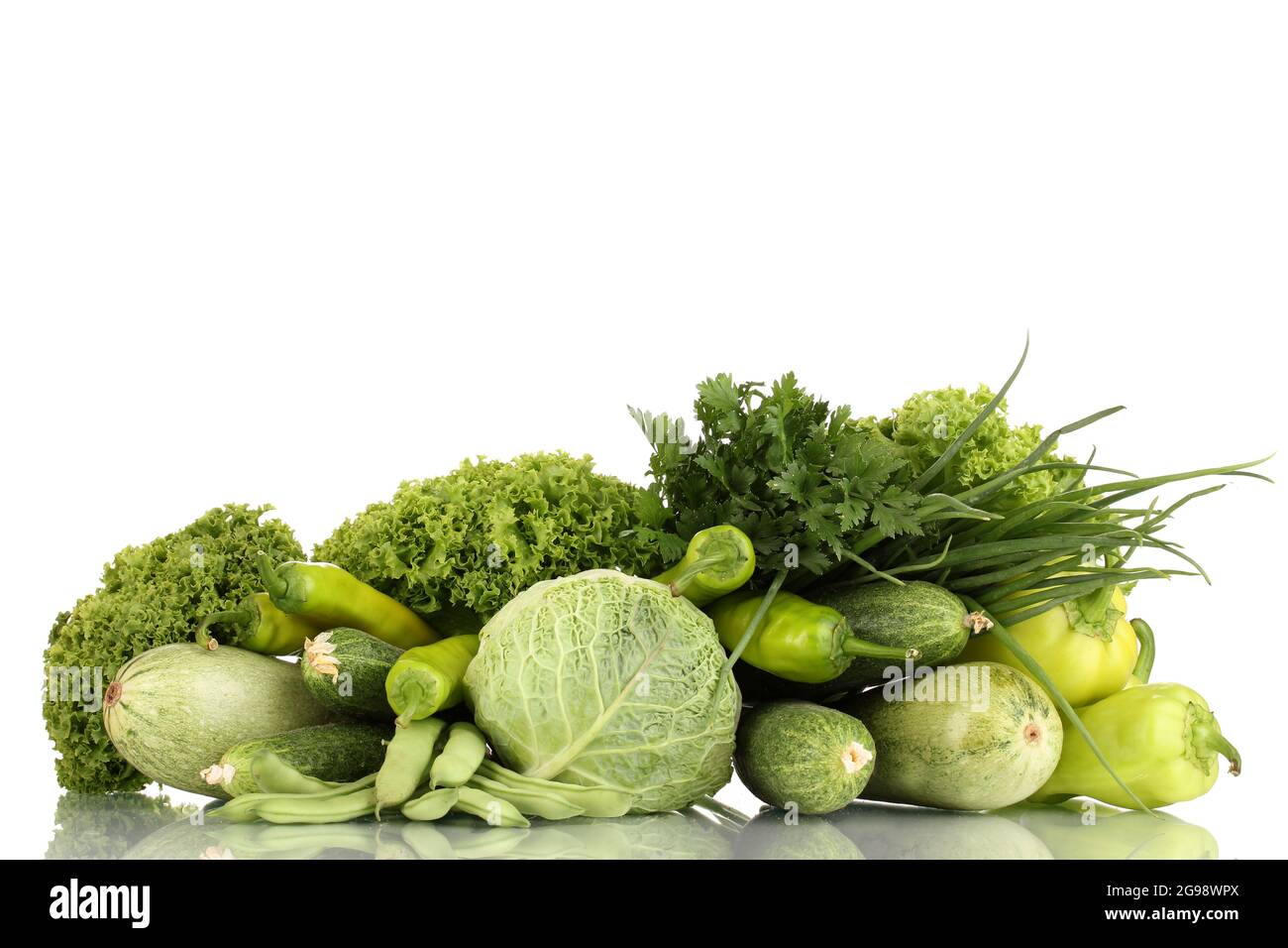 fresh green vegetables isolated on white Stock Photo - Alamy