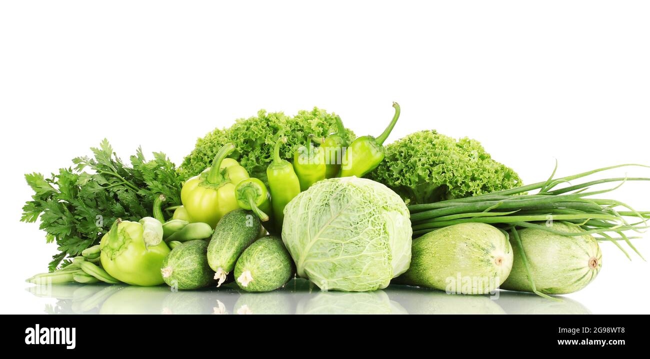 fresh green vegetables isolated on white Stock Photo - Alamy