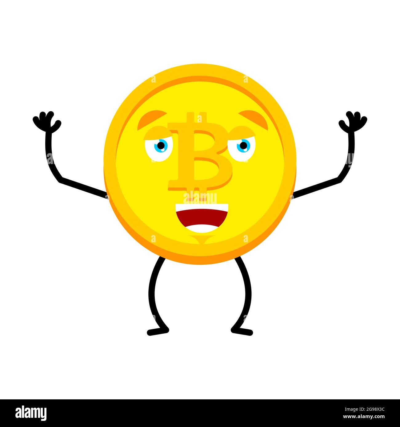 Bitcoin happy emotion isolated. lucky Cryptocurrency Cartoon Style. joyful  Vector Stock Vector Image & Art - Alamy