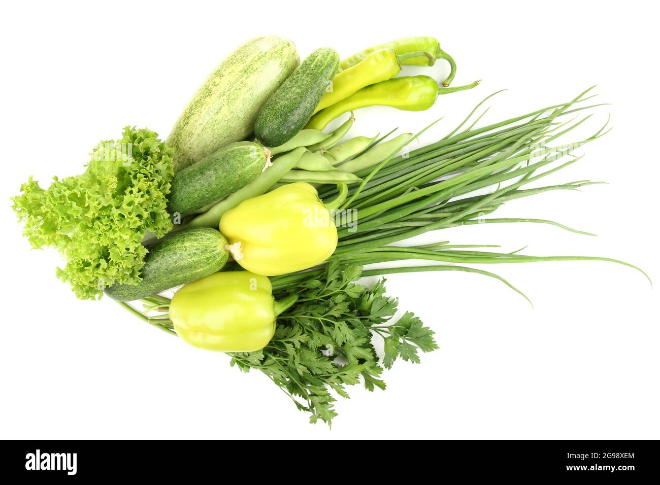fresh green vegetables isolated on white Stock Photo - Alamy