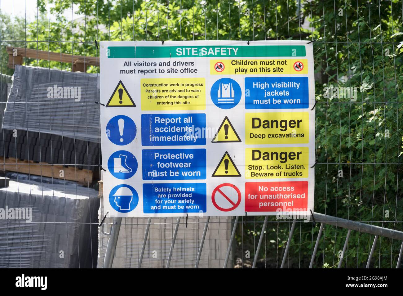 Construction Site Health And Safety Message Rules Sign Board Signage On Fence Boundary Stock Photo Alamy Construction Site Health And Safety Message Rules Sign Board Signage On Fence Boundary Stock Photo Alamy
