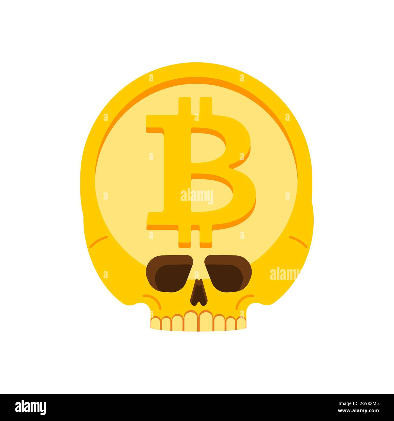 Bitcoin skull isolated. Cryptocurrency fever Symbol. vector illustration Stock Vector
