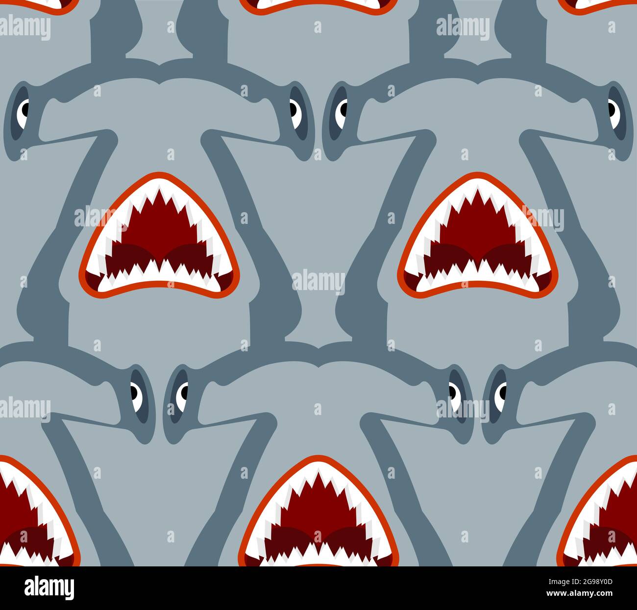 Hammerhead shark pattern seamless. Fish hammer background. marine predator texture Stock Vector