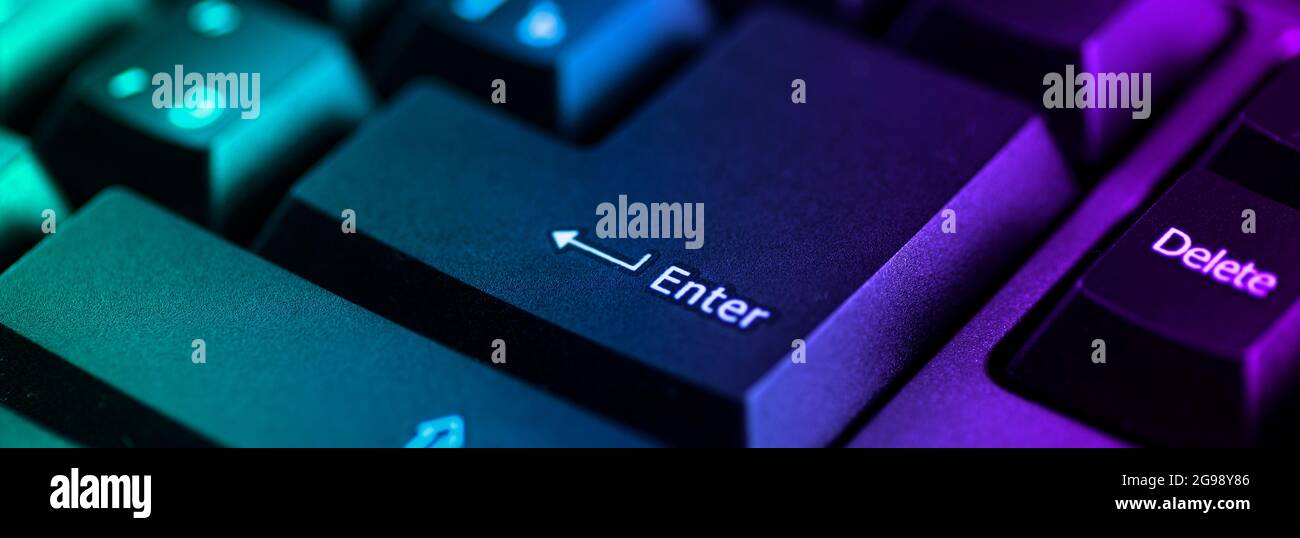 keyaboard close up focus in enter key with perspective. Stock Photo