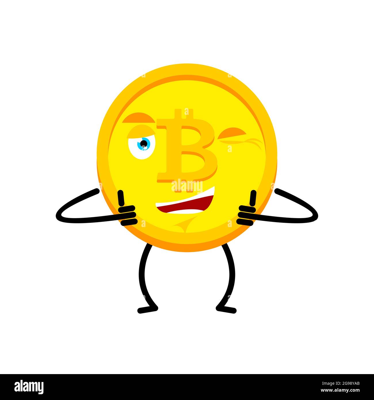 Bitcoin thumbs up and winks. Cryptocurrency happy emoji. joyful Vector  illustration Stock Vector Image & Art - Alamy