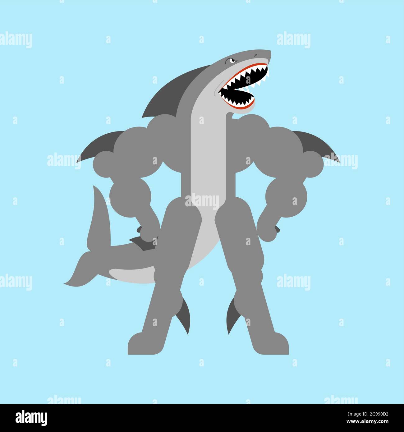 Strong shark. Powerful marine predator. Fish Strongman Stock Vector ...