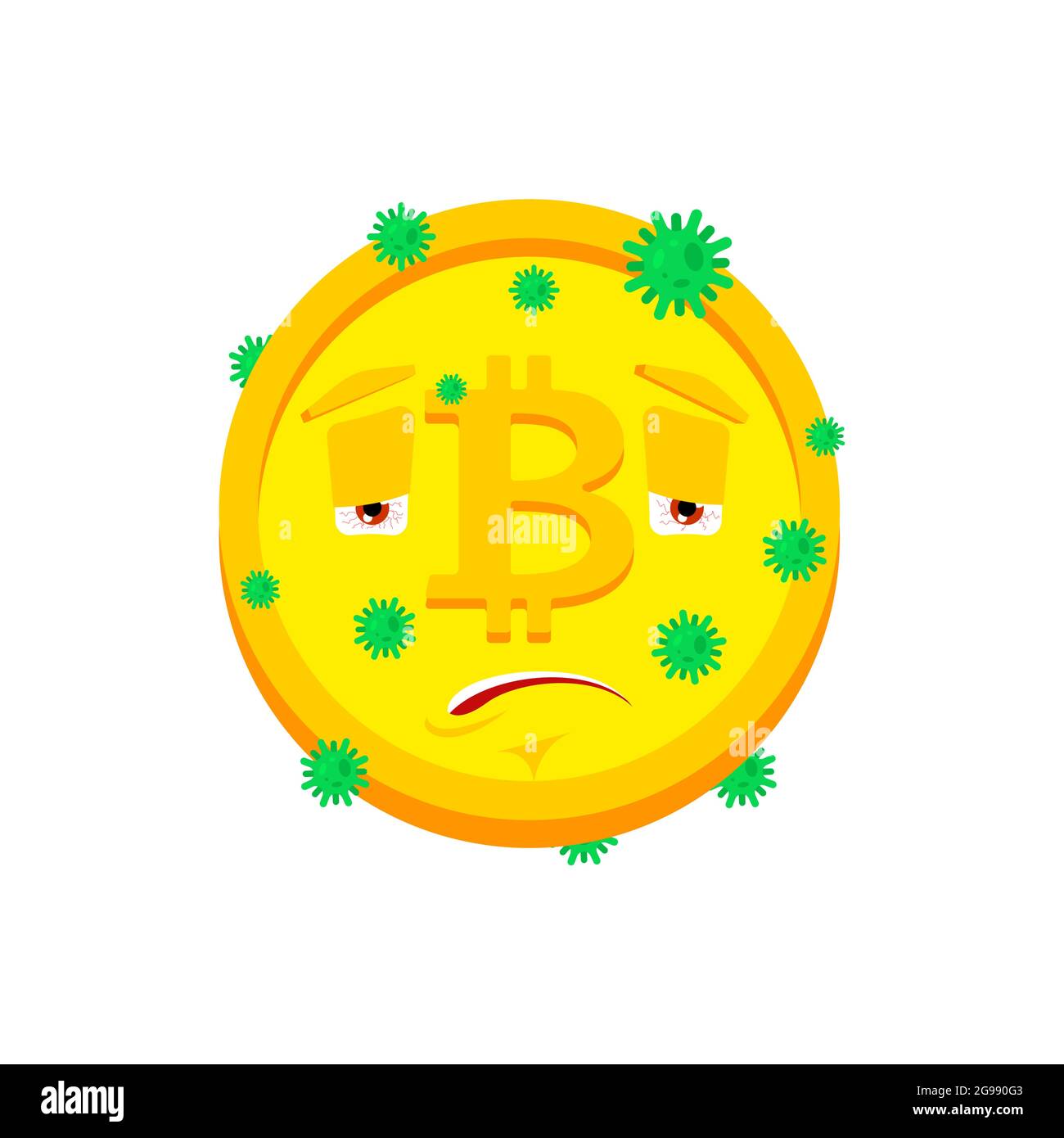 Bitcoin Sick Infection isolated. Virus ill Cryptocurrency Cartoon Style.  Disease Vector Stock Vector Image & Art - Alamy