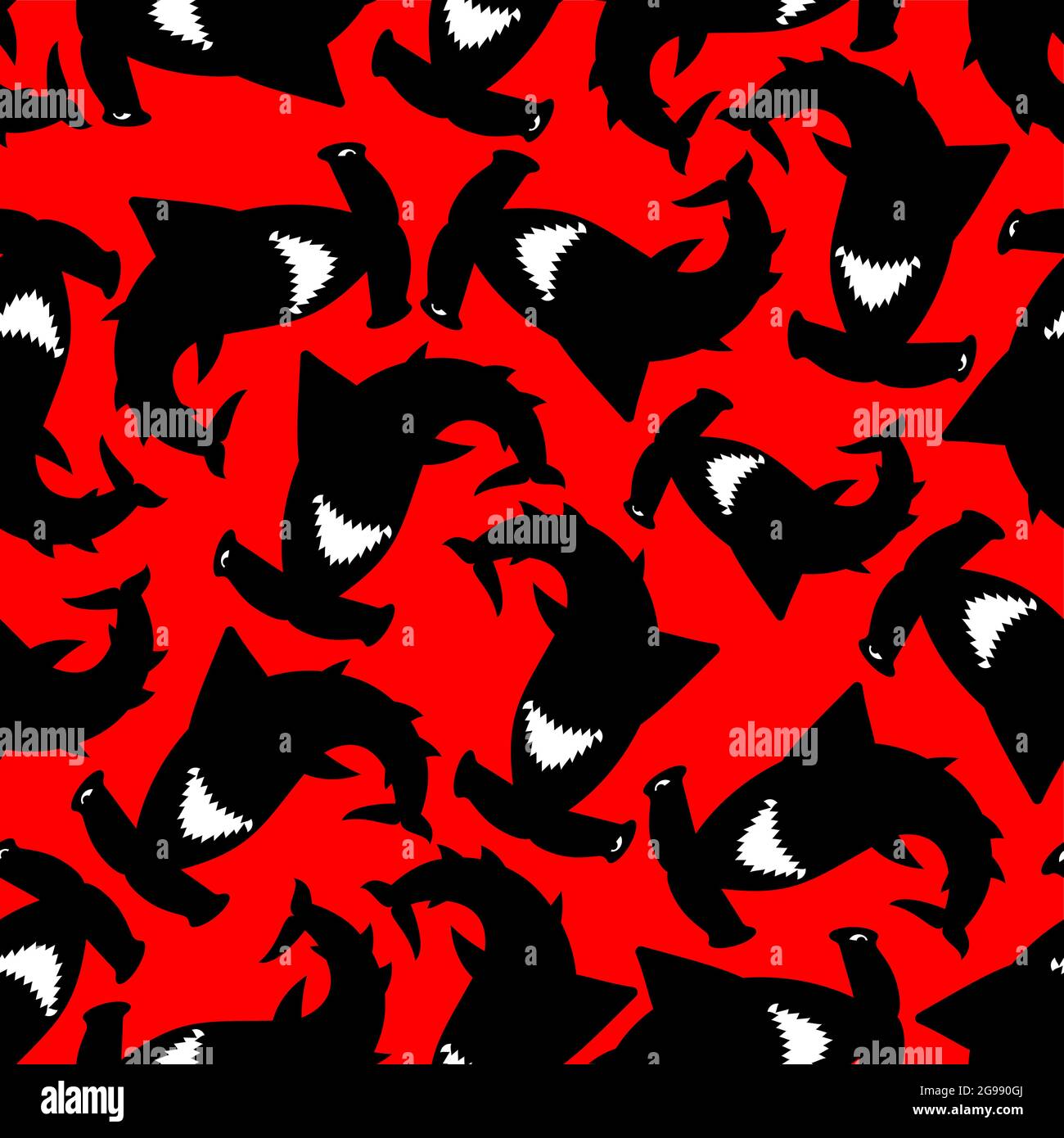 Fish hammer pattern seamless. Hammerhead shark background. marine predator texture Stock Vector