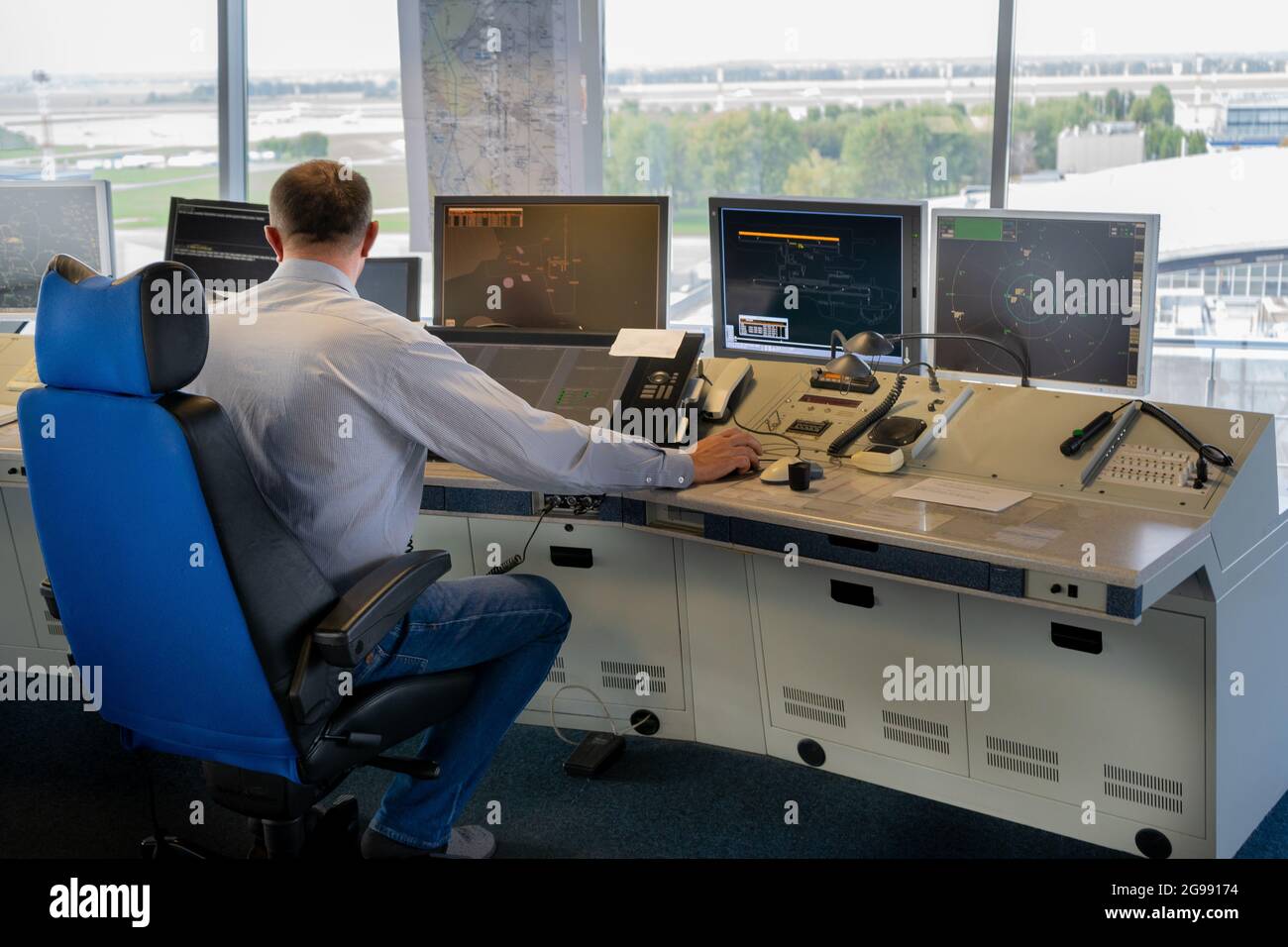 Air traffic controller workplace hires stock photography and images