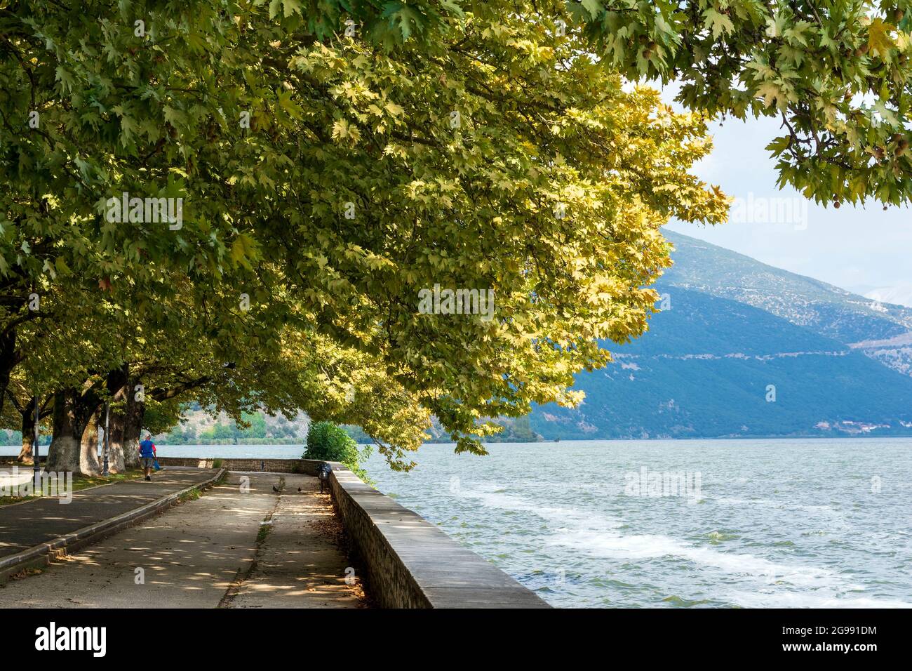 Ioannina lake Pamvotis summer time , Epirus Greece. Stock Photo
