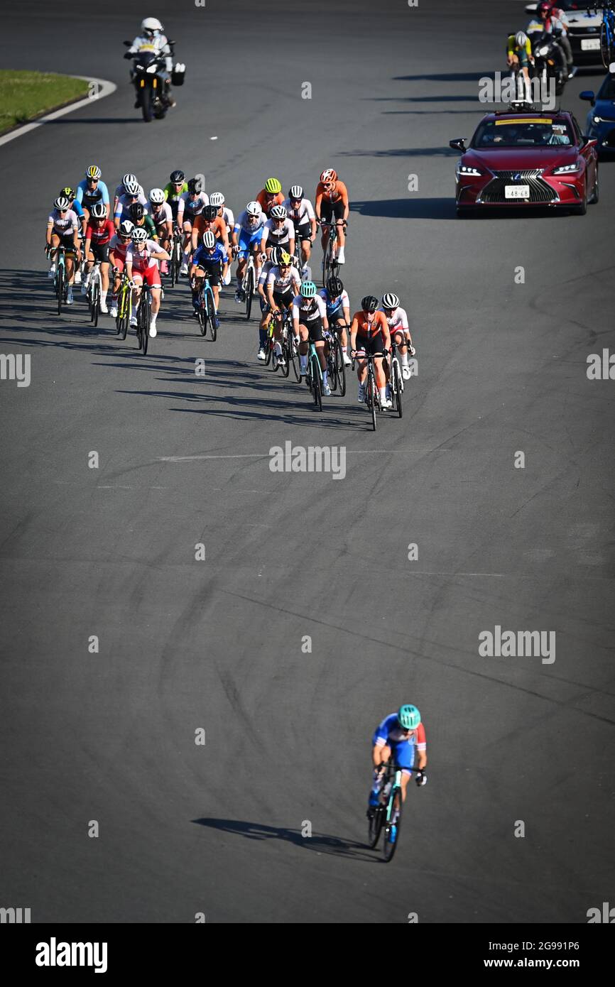 Illustration picture taken during the women's cycling road race, on the third day of the 'Tokyo 2020 Olympic Games' with finish at the Fuji Speedway, Stock Photo