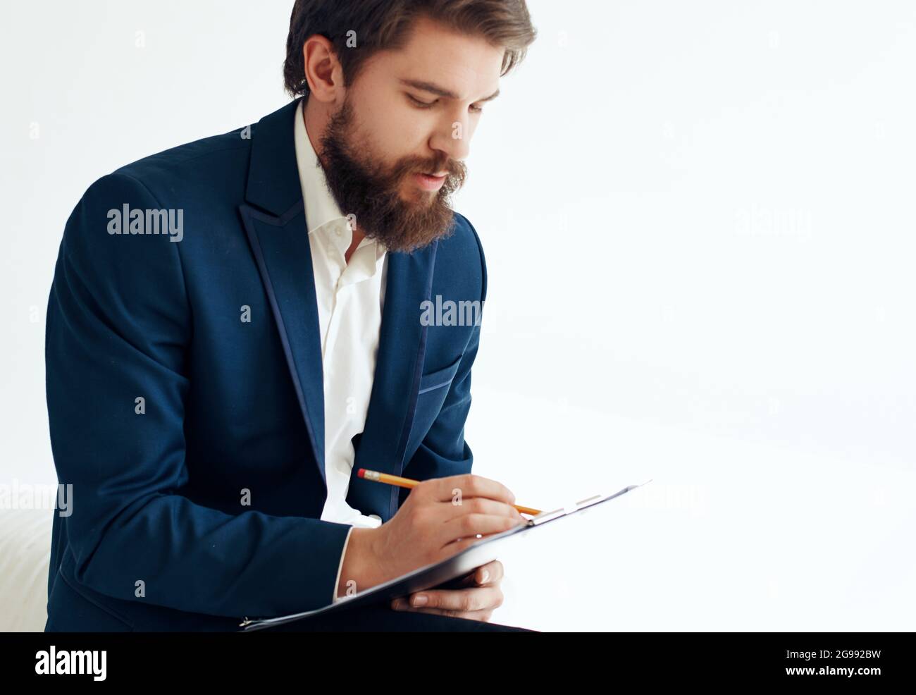 business man job is resume documents light background Stock Photo - Alamy