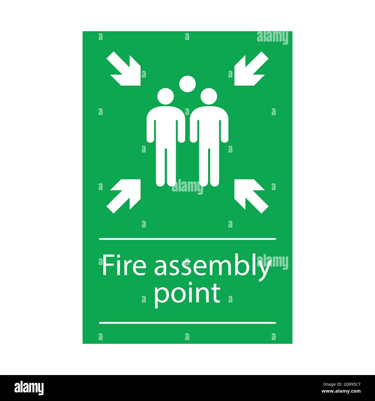 Fire assembly point sign, gathering point signboard, emergency evacuation vector for graphic design, logo, web site, social media, mobile app, ui illu Stock Vector