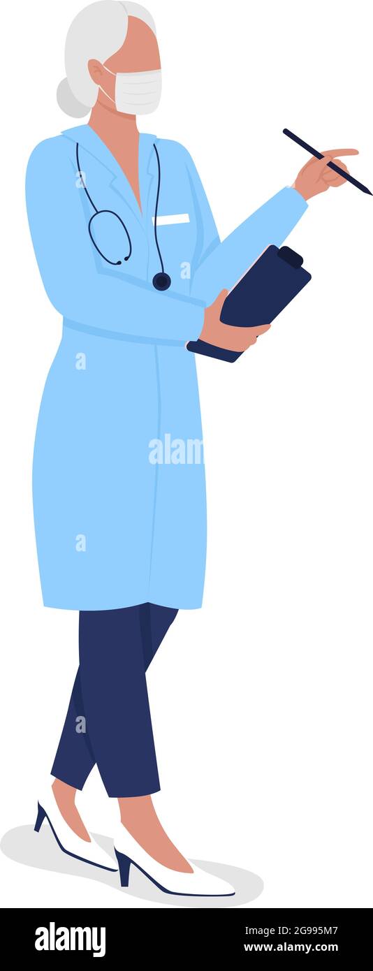 Aging doctor semi flat color vector character Stock Vector