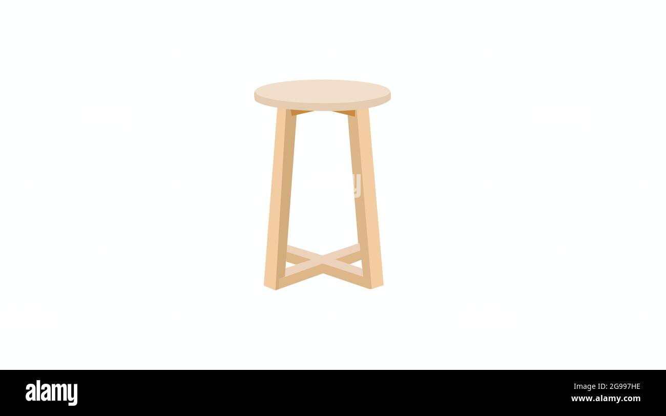 Vector Isolated Illustration of a vintage Wooden Stool on a white ...