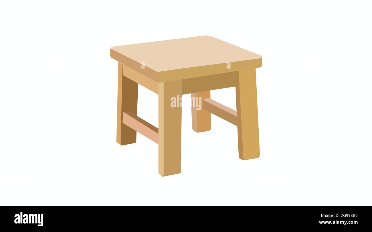 Vector Isolated Illustration of a vintage Wooden Stool on a white ...