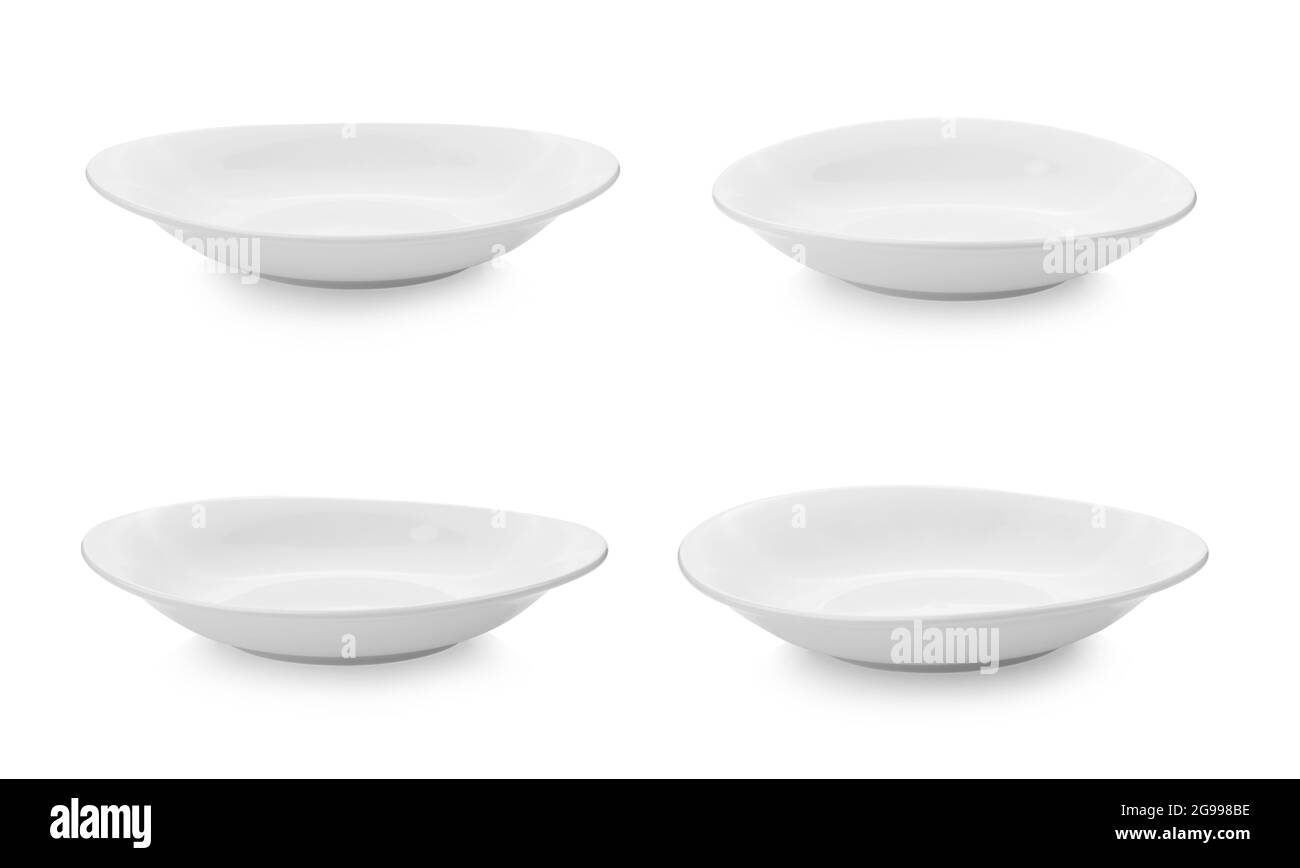 empty plate on white background Stock Photo - Alamy