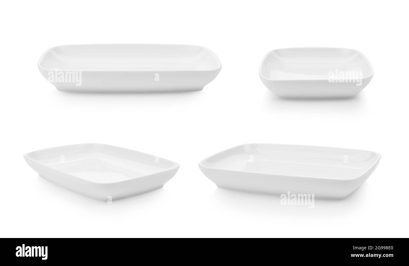 empty plate on white background Stock Photo - Alamy