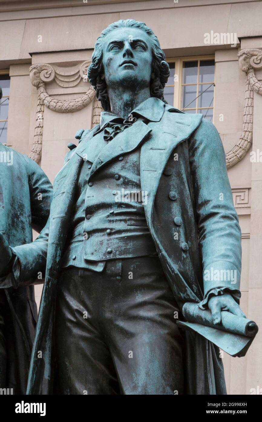 Friedrich Schiller statue by Ernst Rietschel in Weimar, Germany Stock Photo