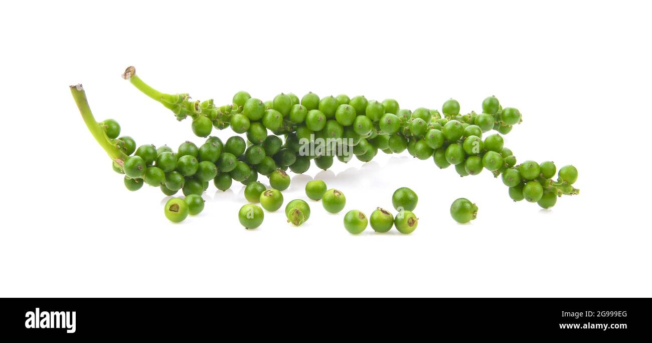 Fresh green peppercorns isolated on a white background Stock Photo Alamy