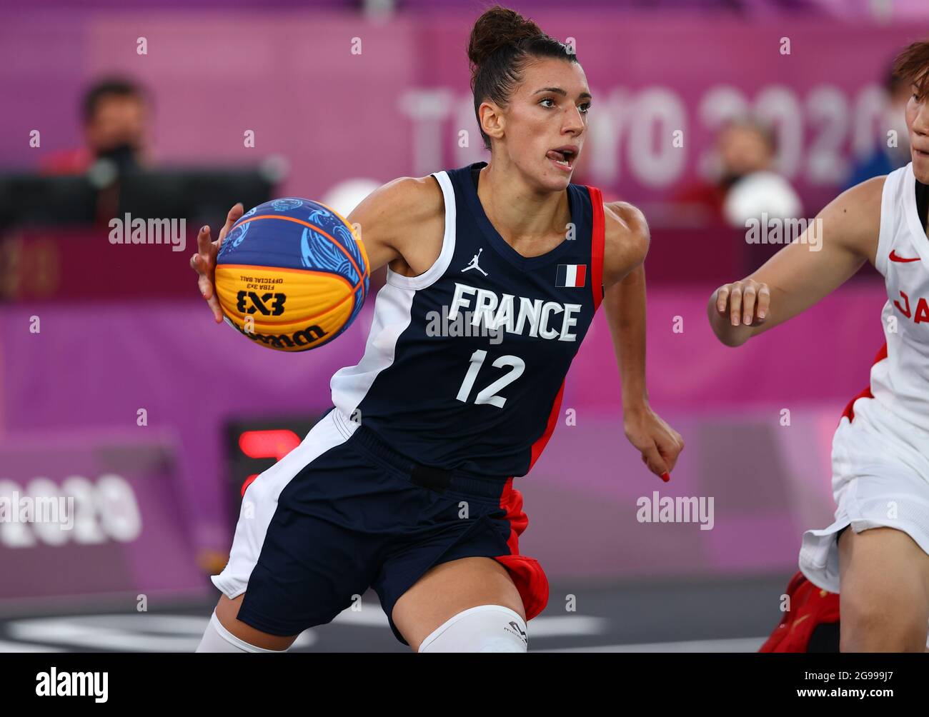 Tokyo 2020 Olympics - Basketball 3x3 - Women - Pool A - Japan v France - Aomi Urban Sports Park, Tokyo, Japan - July 25, 2021. Laetitia Guapo of France in action during a match. REUTERS/Andrew Boyers Stock Photo