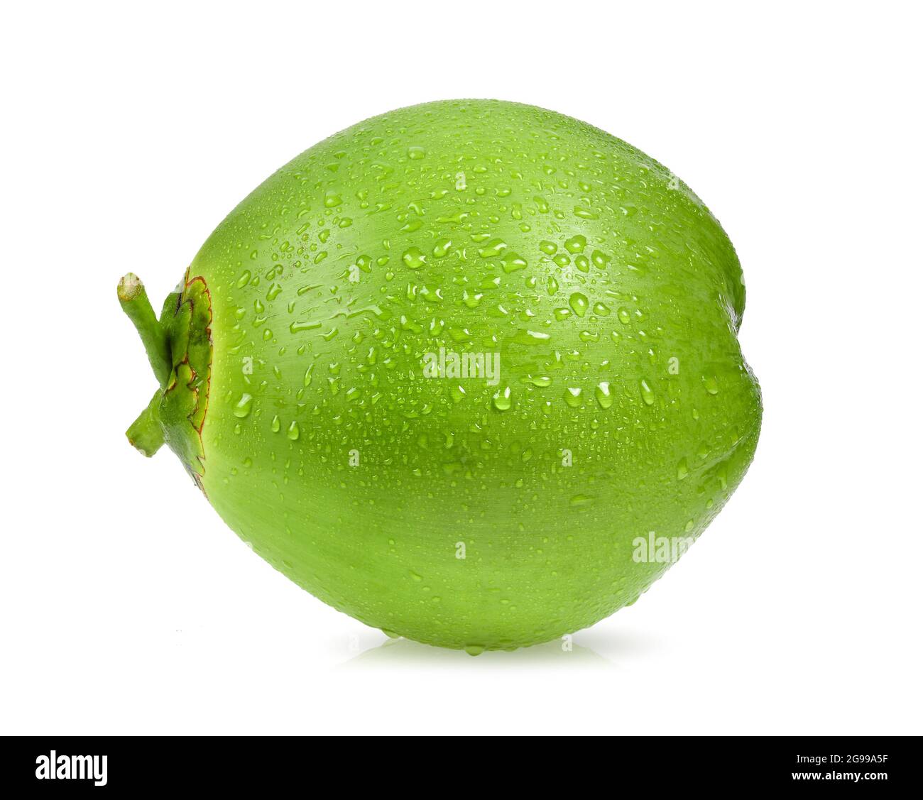 green coconut with water drop isolated on white background Stock Photo