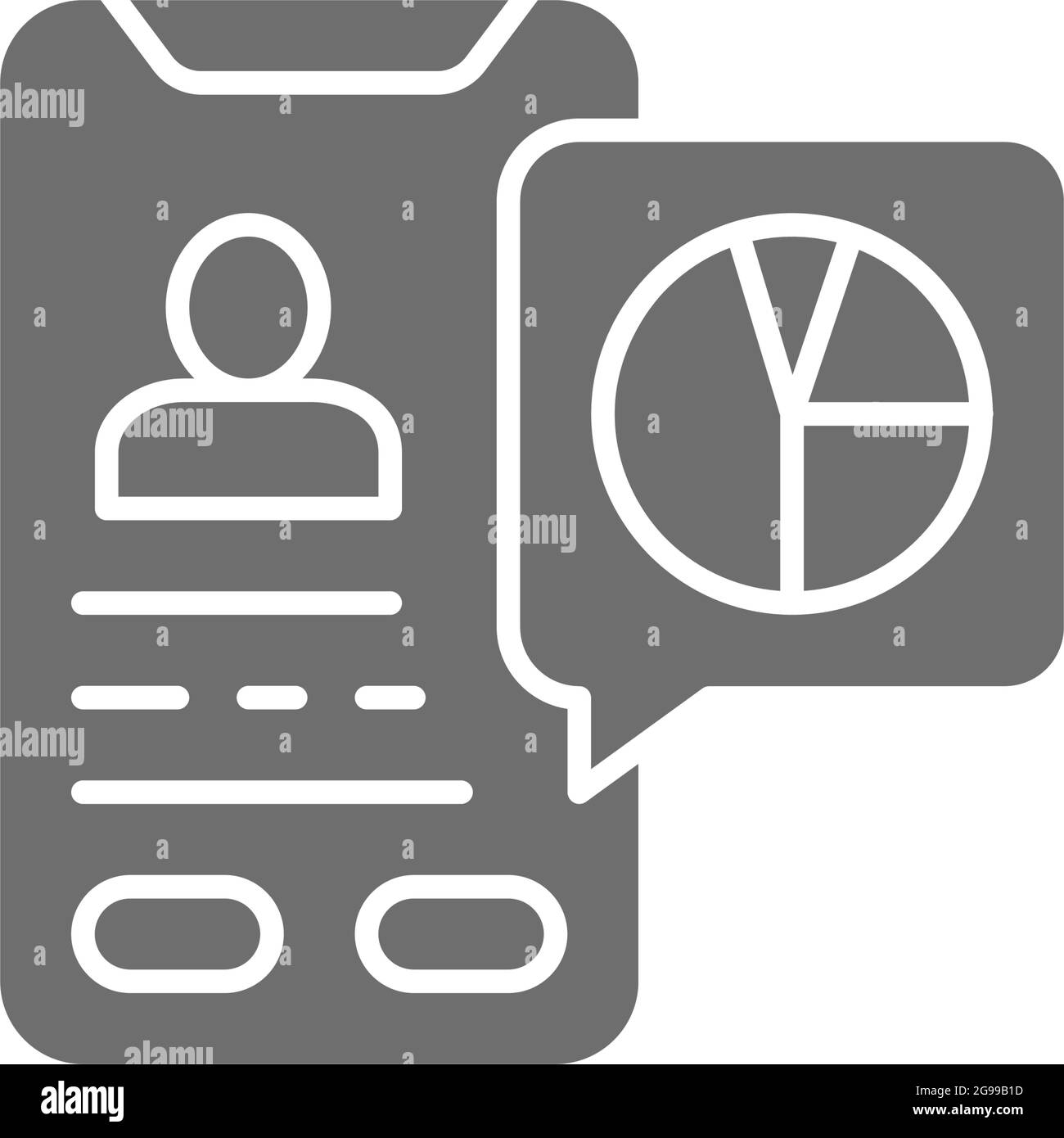 Vector database, presentation on smartphone grey icon. Stock Vector