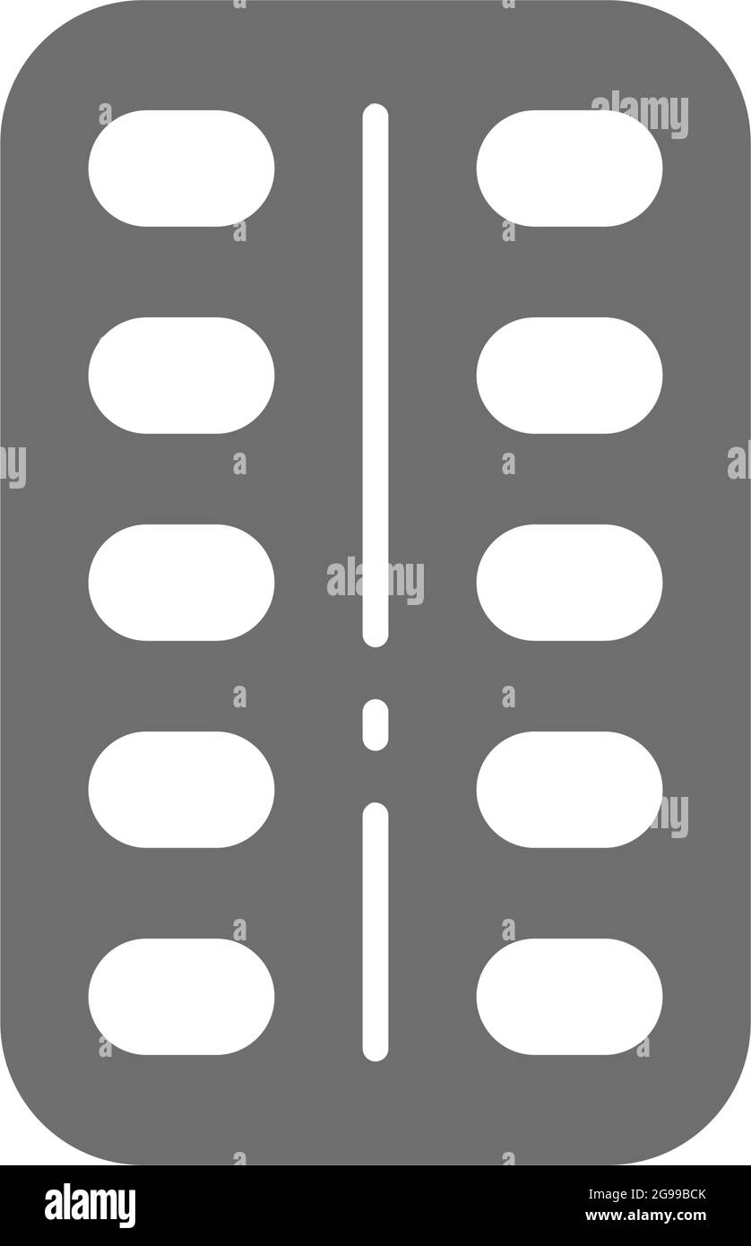 Probiotics, good bacteria in tablets grey icon. Stock Vector