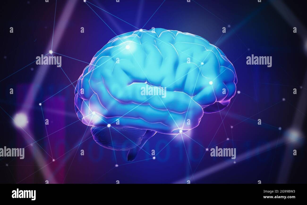 A 3D rendering of abstract artificial intelligence and neuronal ...