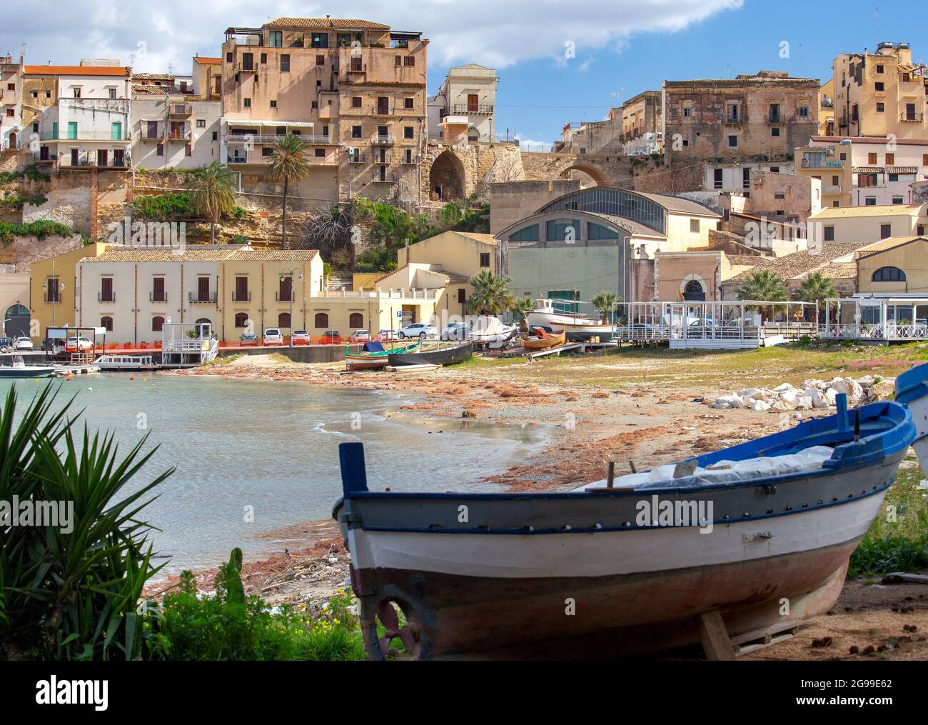 Scenic view of the village Castello Mare del Golfo. Italy. Sicily Stock ...