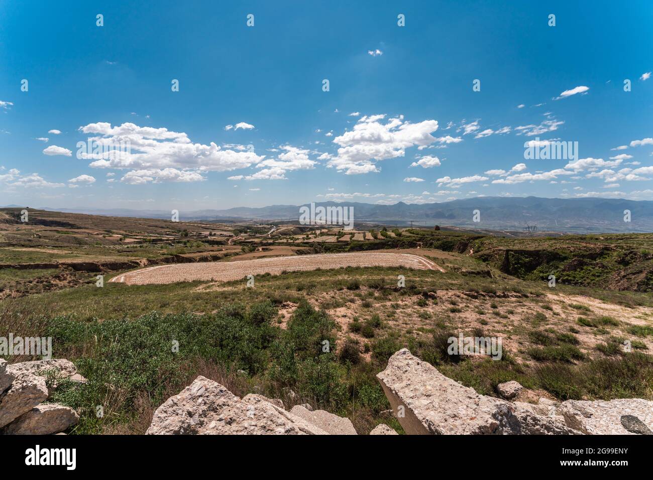 Rural Natural Landscape of Loess Plateau in Shanxi Province, China Stock Photo