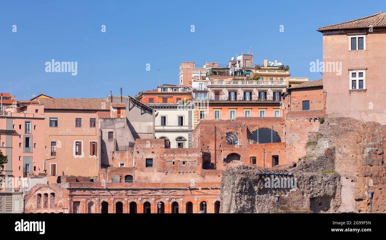 View of the historic center of Rome at sunset. Italy. Stock Photo