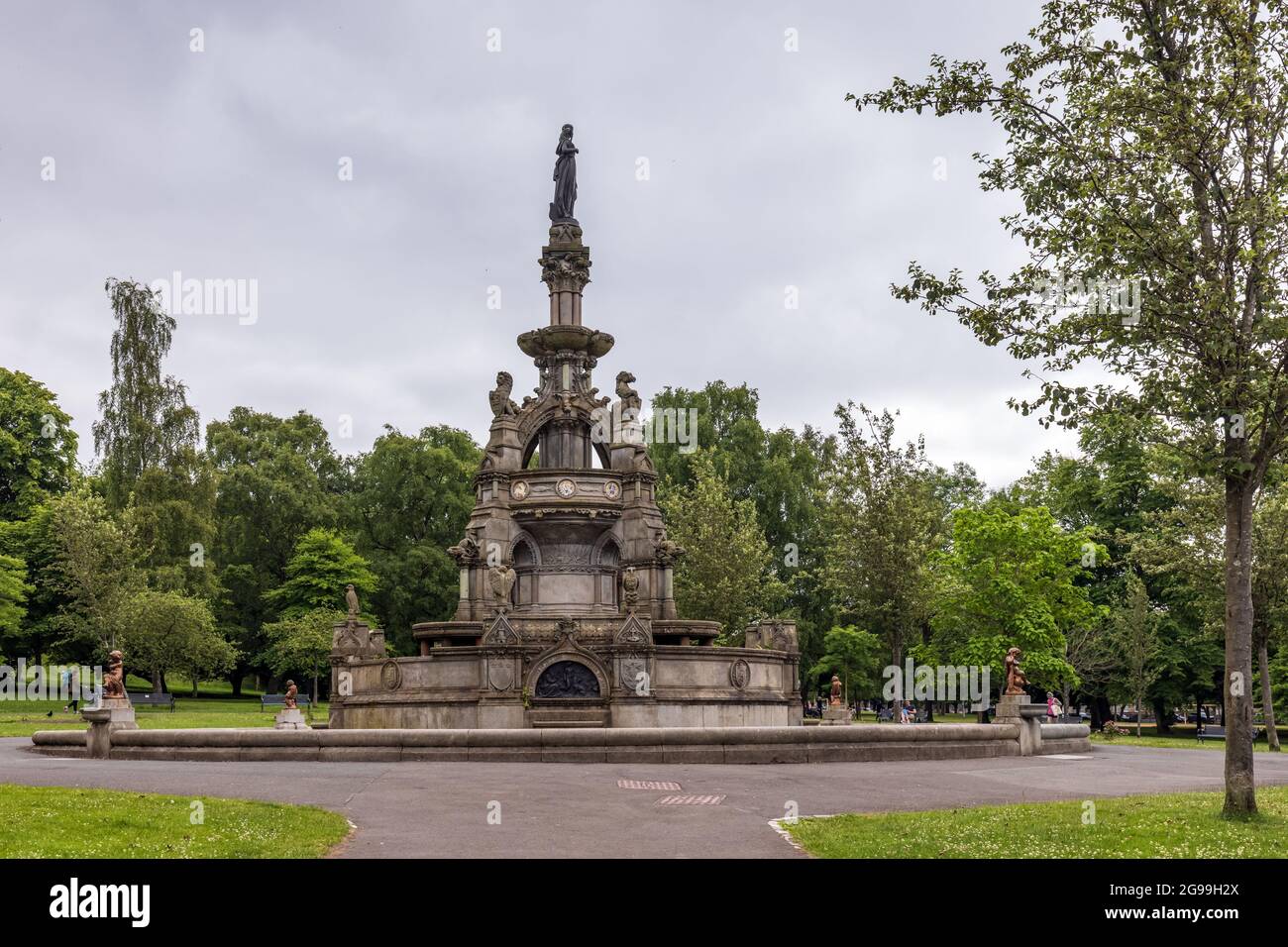 The Stewart memorial fountain in Kelvingrove park in Glasgow Stock Photo