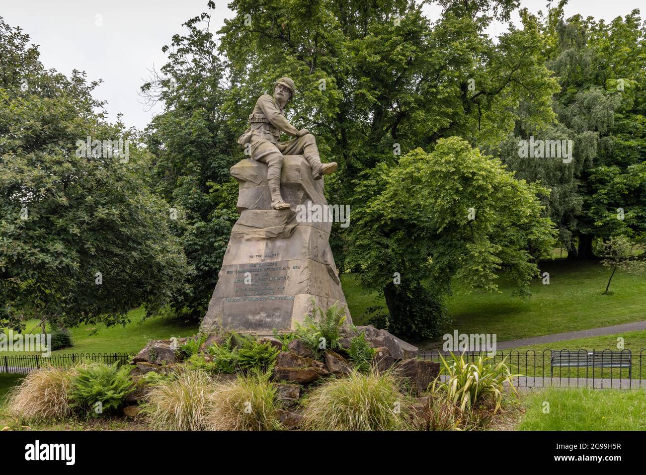 Memorial to the Highland Light Infantry who fell in the South African War, Kelvingrove Park, Glasgow. Stock Photo