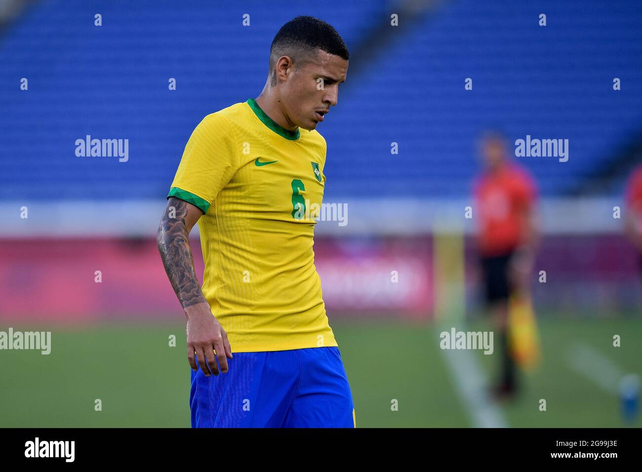 Tokyo, Japan. 31st July, 2021. T'QUIO, TO - 31.07.2021: TOKYO 2020 OLYMPIAD  TOKYO - Guilherme Arana do Brasil during the soccer game between Brazil and  Egypt at the Tokyo 2020 Olympic Games