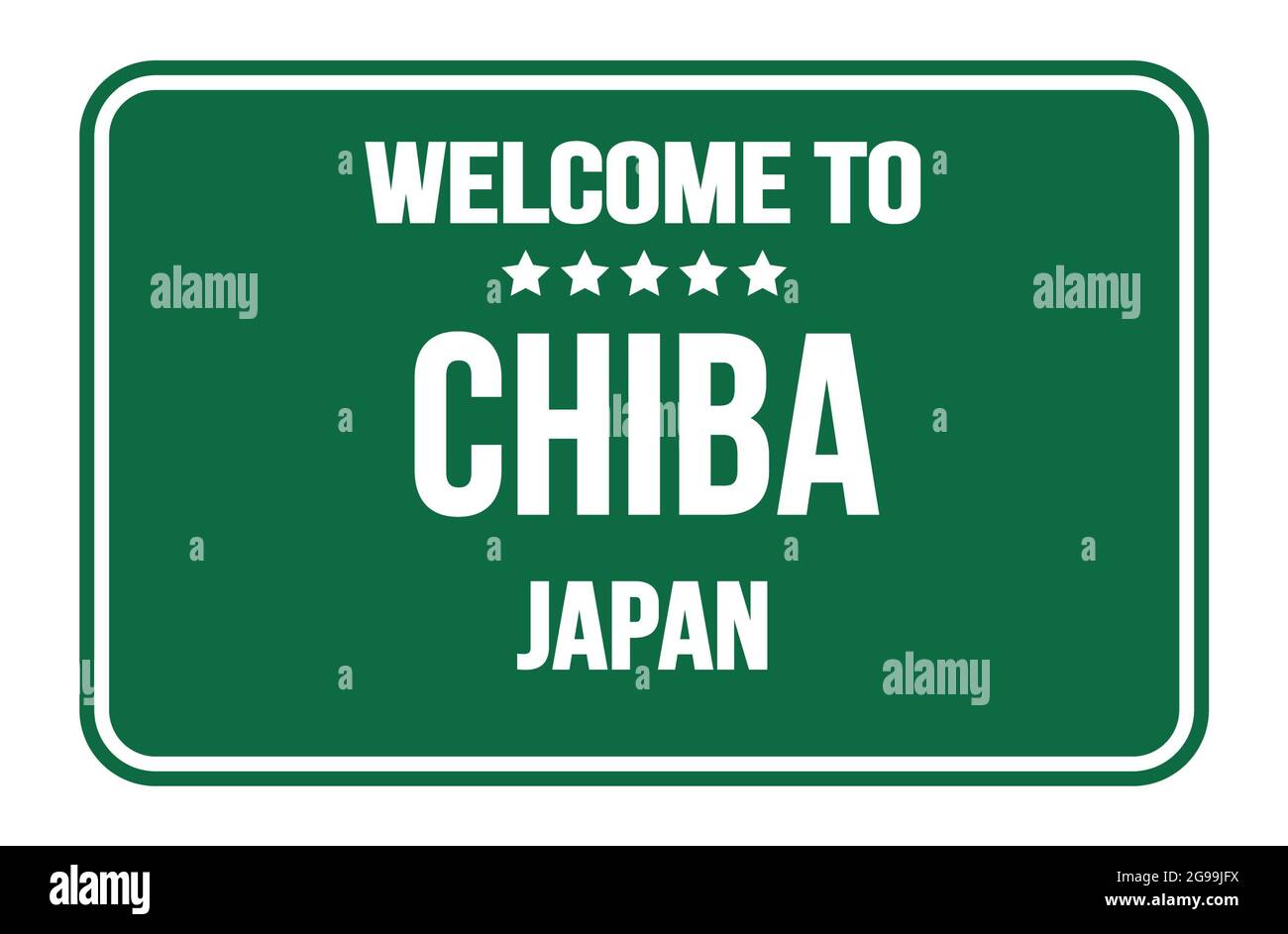 TO CHIBA JAPAN, on green rectangle street sign stamp Stock Photo Alamy