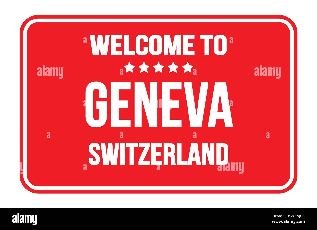 TO GENEVA SWITZERLAND, on red rectangle street sign stamp