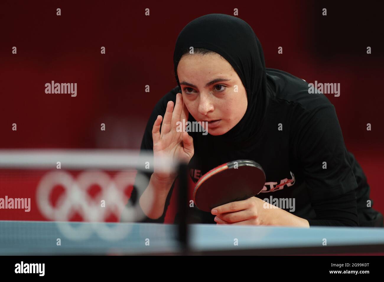 Tokyo, Japan. 25th July, 2021. Dina Meshref of Egypt reacts during the ...