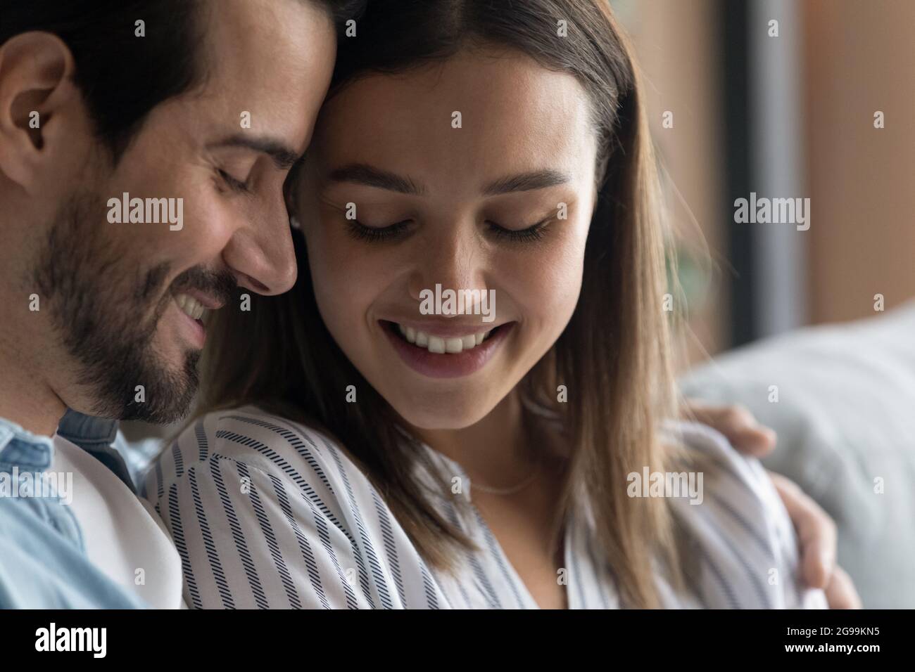 Date Witheye Open Closeup view couple in love closed eyes enjoy romantic date Stock Photo ...