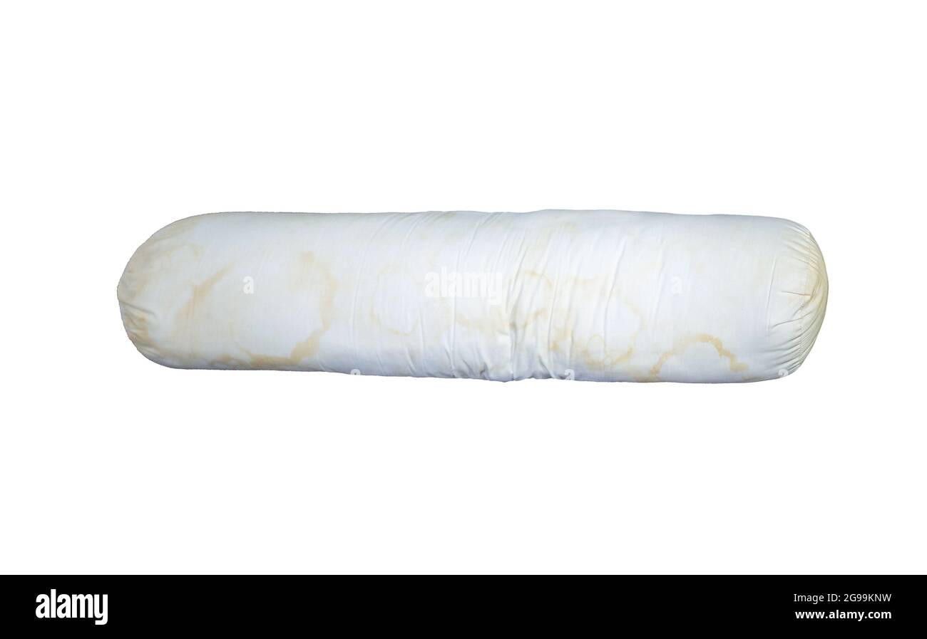 stained side pillow isolated on white background with clipping path Stock Photo