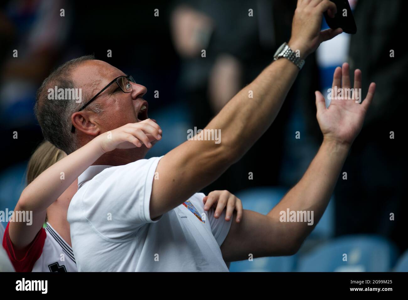 LONDON, UK. JULY 24TH  Queens Park Rangers smiles during the Pre-season Friendly match between Queens Park Rangers and Manchester United at the Kiyan Prince Foundation Stadium., London on Saturday 24th July 2021. (Credit: Federico Maranesi | MI News) Stock Photo