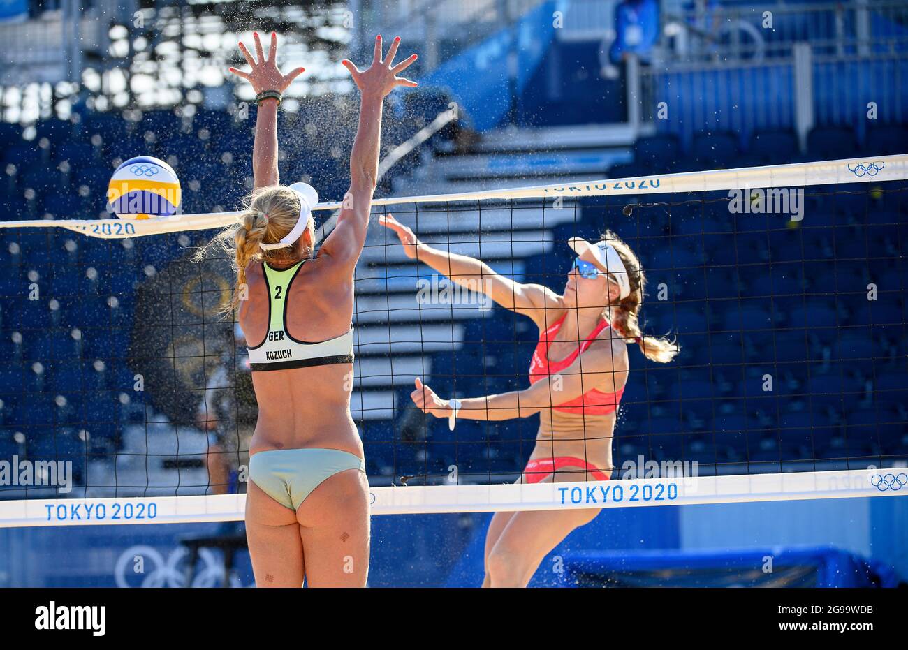 Tokyo Japan 25th July 2020 Left To Right Margareta Kozuch Ger And Nina Betschart Sui Action Beach Volleyball Women Preliminary Round Tanja Huberli Hueberli Huberli Nina Betschart Sui Laura Ludwig Margareta Kozuch Ger
